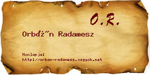Orbán Radamesz névjegykártya