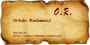 Orbán Radamesz névjegykártya